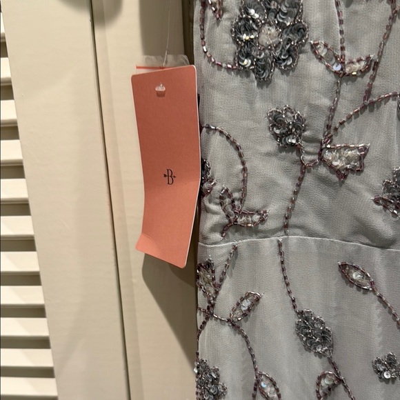 BHLDN Gray Maxi Dress with Silver Embroidery - Picture 3 of 10